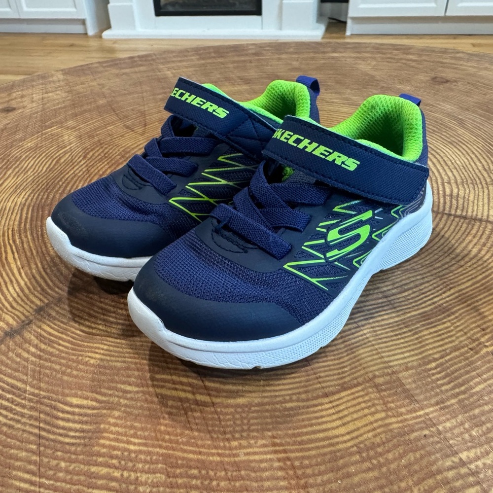 Skechers Kids' Blue and Neon Green Sneakers